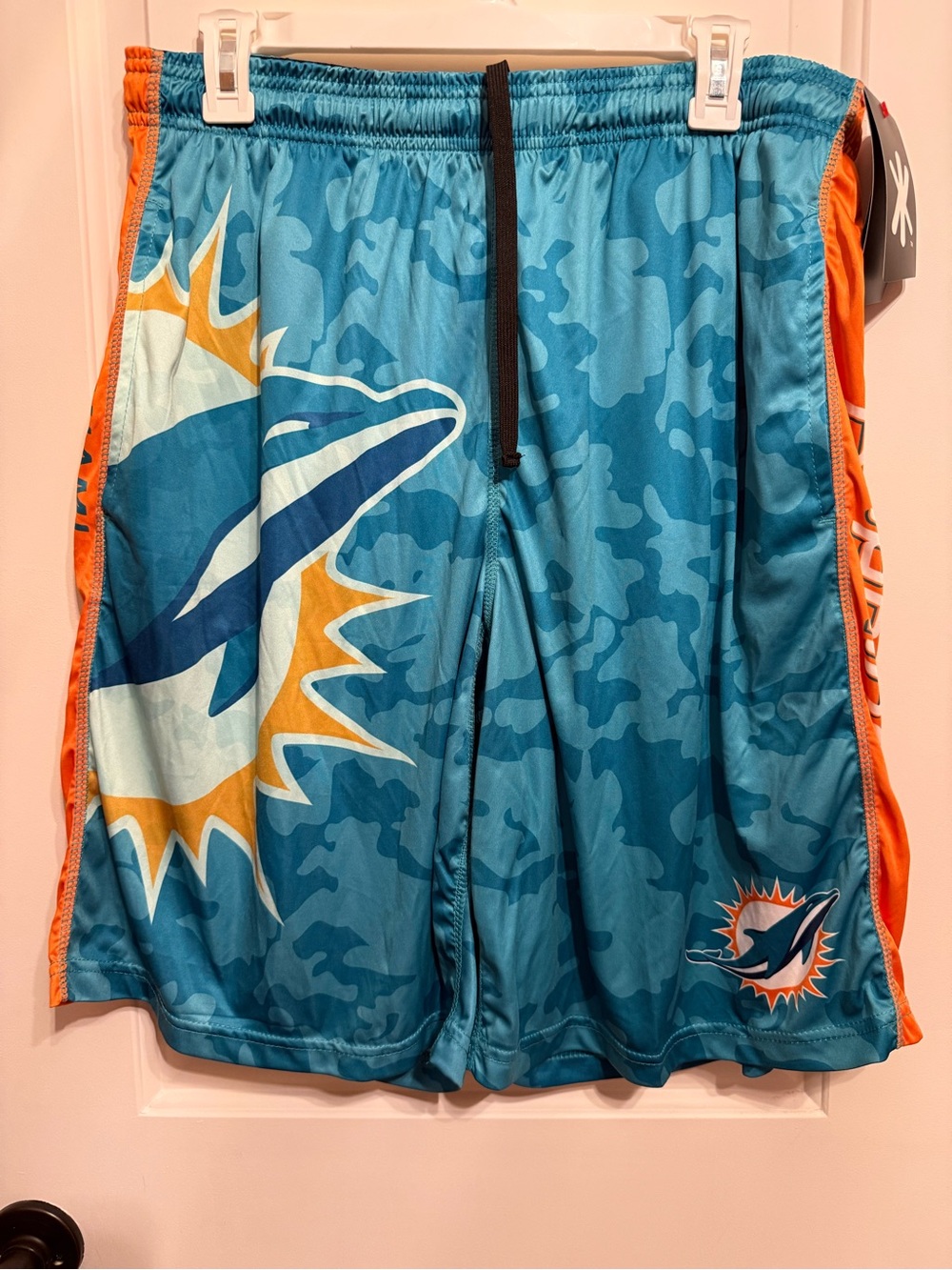 NFL Klew Teal and Orange Miami Dolphins Athletic Shorts
